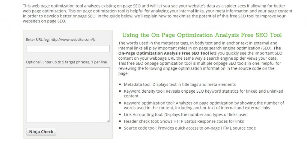 On-Page Optimization Tool
